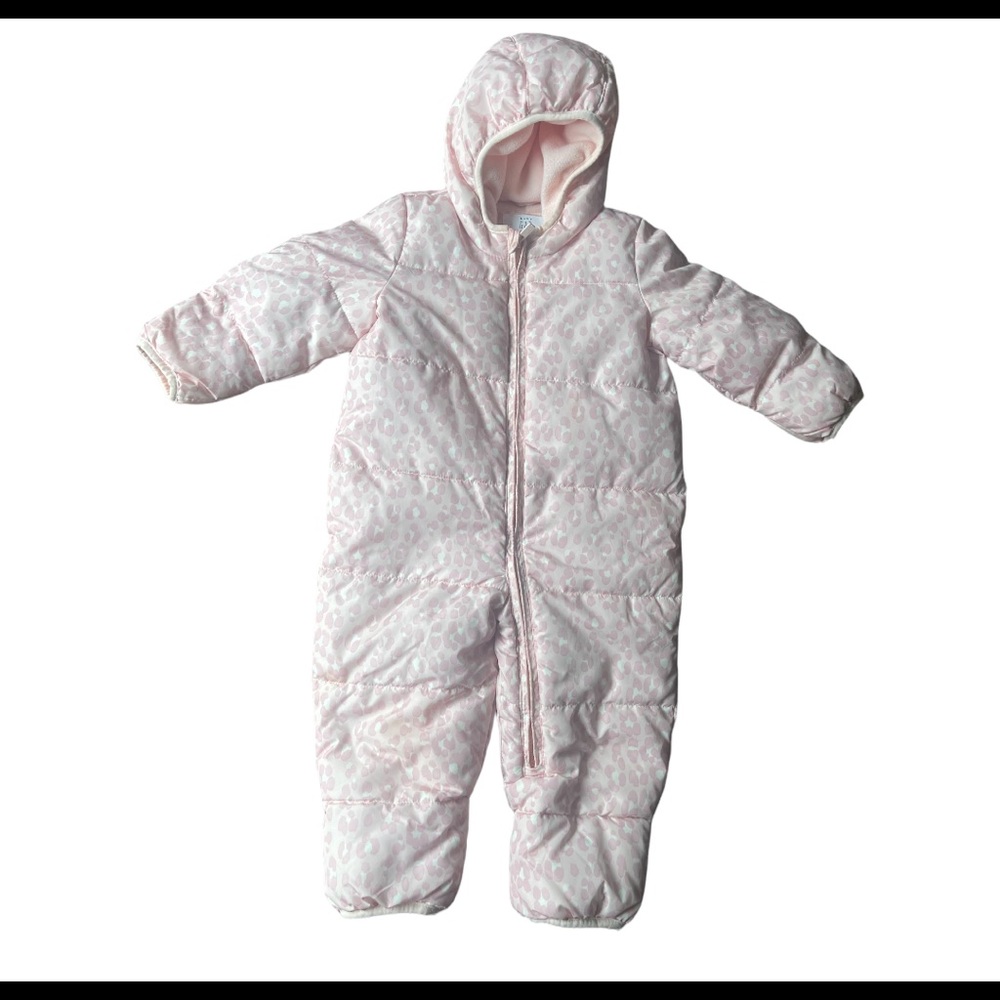 GAP Kids Pink White Cheetah print Snow Suit Coat Size  12-18M